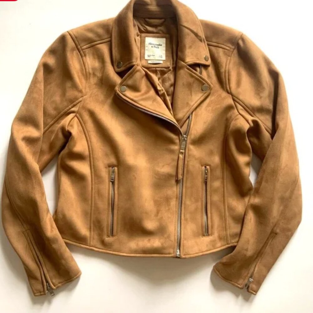 Abercrombie & Fitch Vegan Leather Moto Jacket, Size L